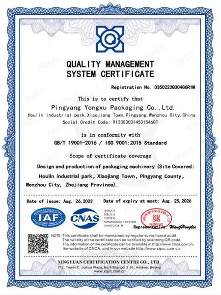 /ISO 9001:2015 Quality Management System Certificate
